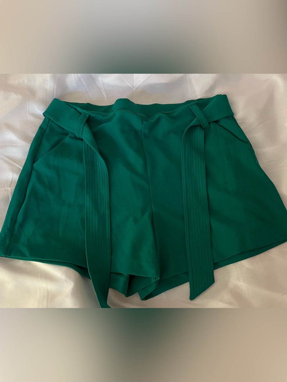 Fashion Nova Emerald Green Tie-Waist Dressy Shorts